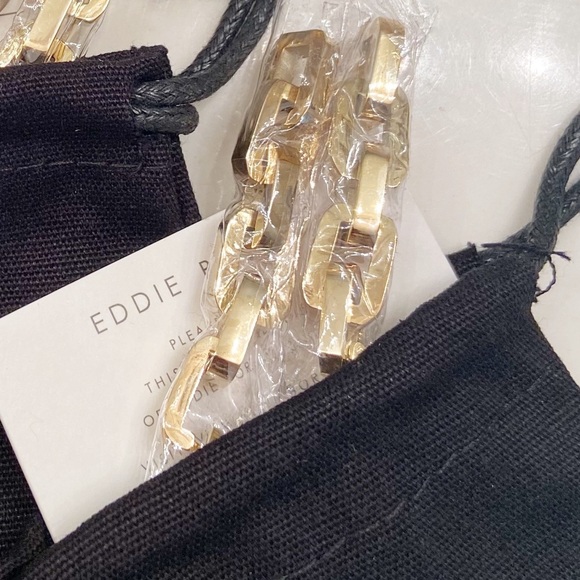 Eddie Borgo Gold Tone Supra Link Drop Earrings New - Picture 3 of 7